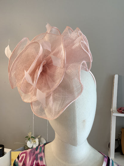 Peachy/Pink Ruffle Fascinator