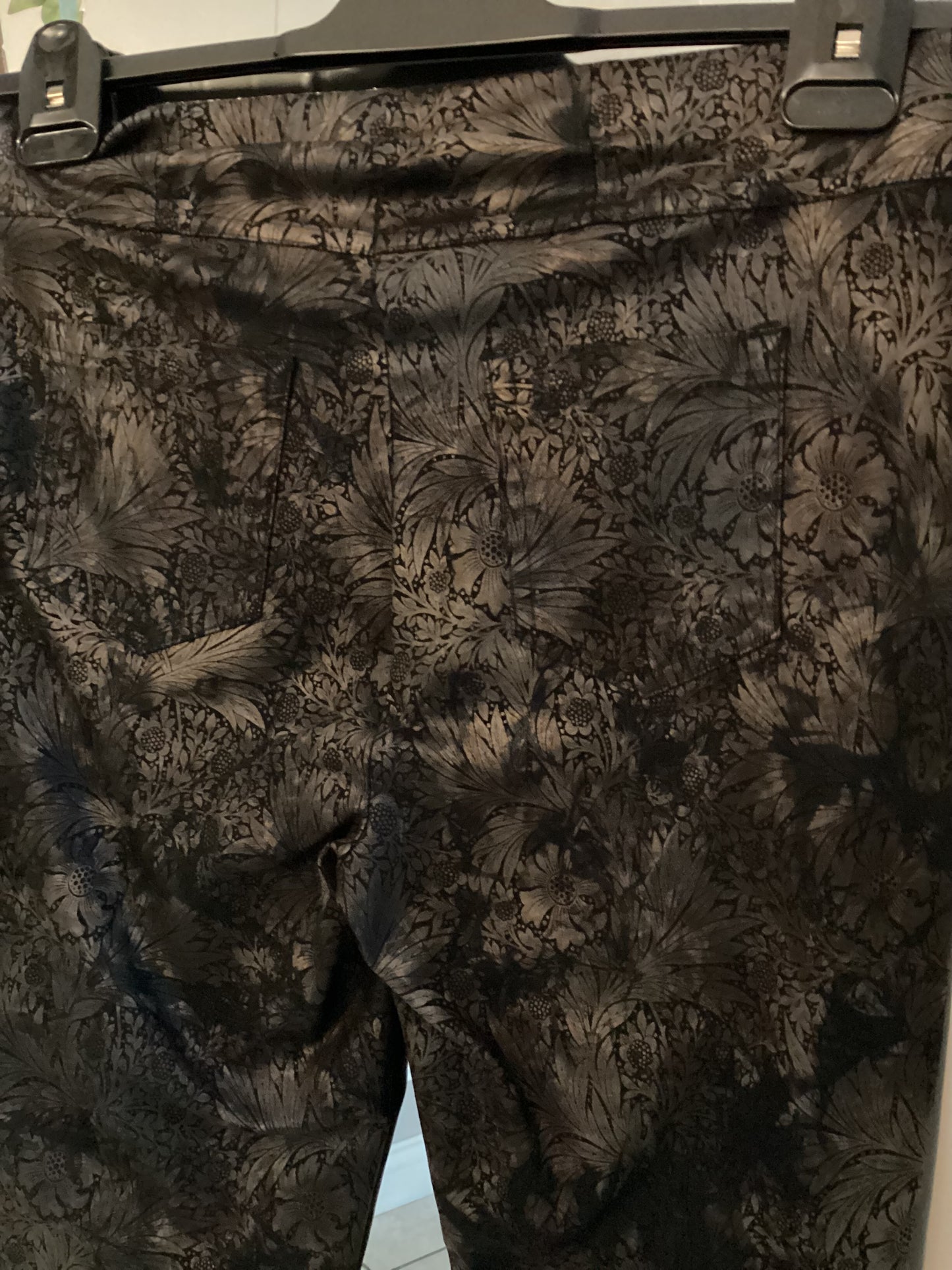 Robell Bella Black / Bronze Metallic Leaf Pattern Trousers