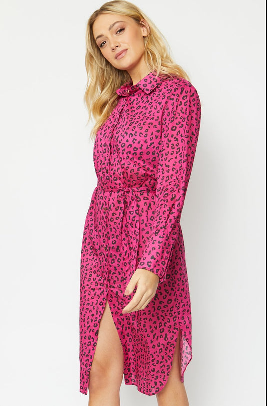 JAYLEY Animal Print Silk Blend Dress