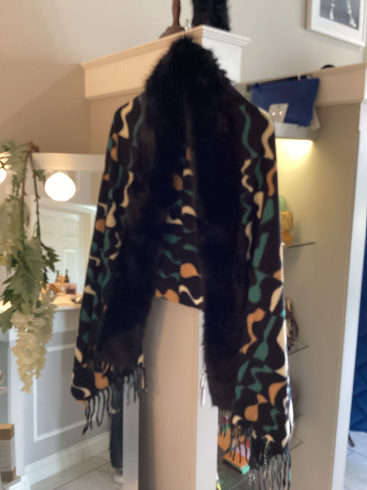 Malissa J Faux Fur Pattern Wrap