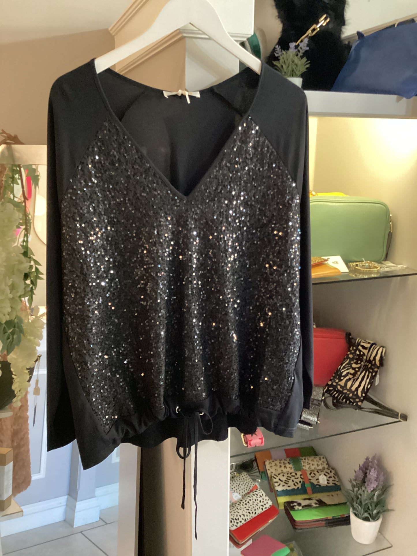 Malissa J Sequin Drawstring Top