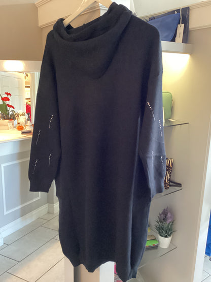 Malissa J Black Hooded Jumper Dress with studs