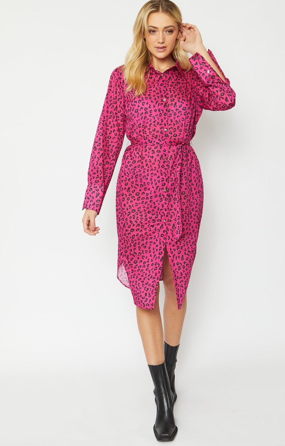 JAYLEY Animal Print Silk Blend Dress