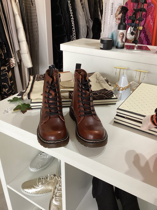 Brown Lace Effect Ankle Boot