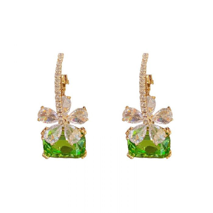 Flower Box Emerald Green Earrings