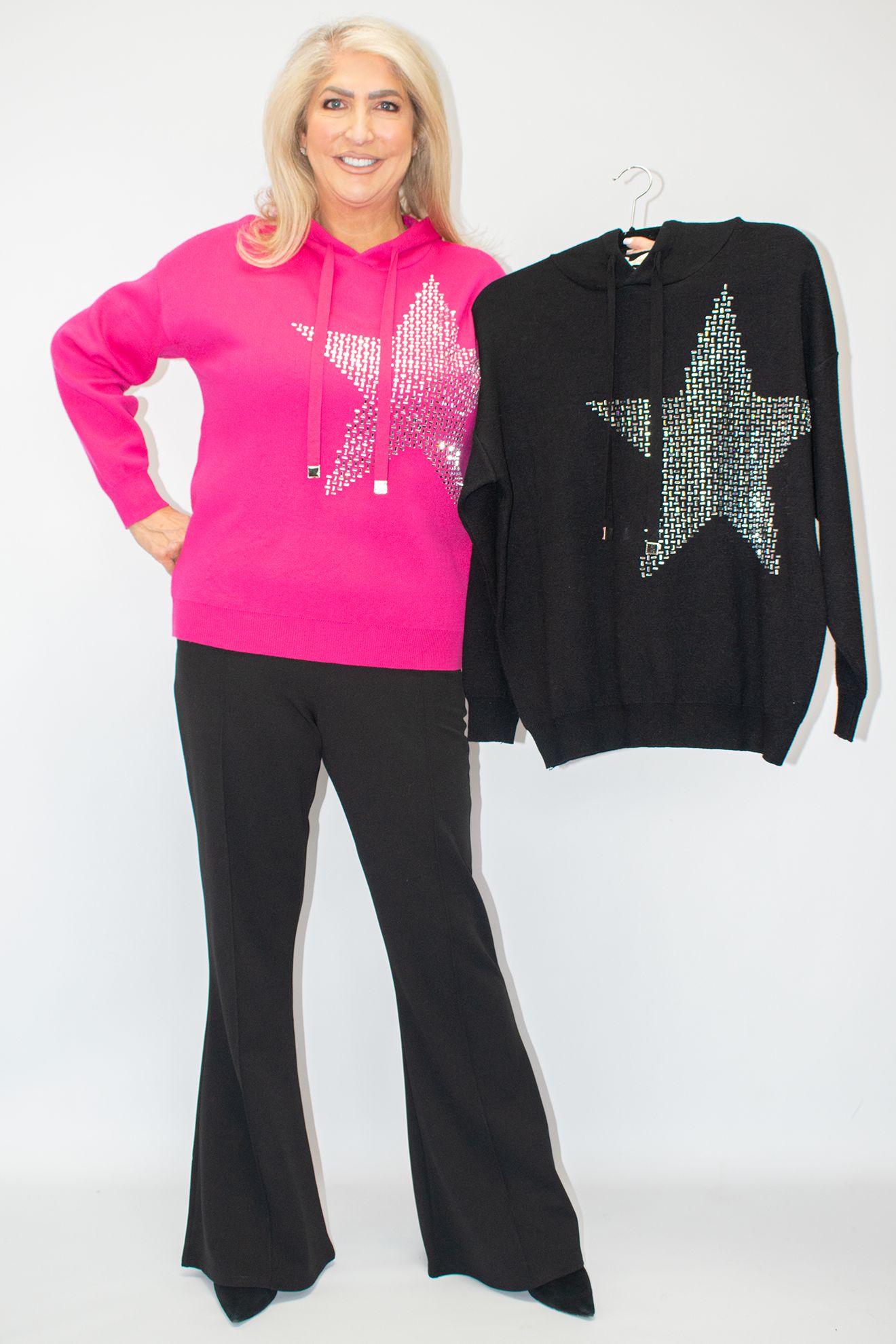 Malissa J Sparkly Star Jumper with hood